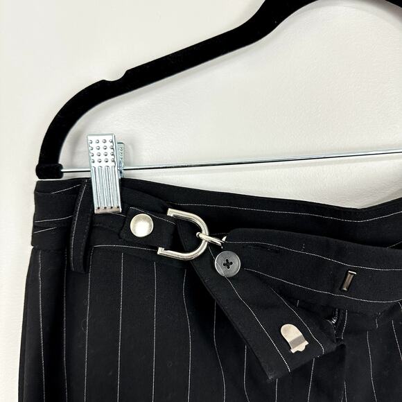 Y2K Larry Levine Black Pinstripe Silver Chain Belted Trousers Deadstock NWT 10 - Picture 5 of 10